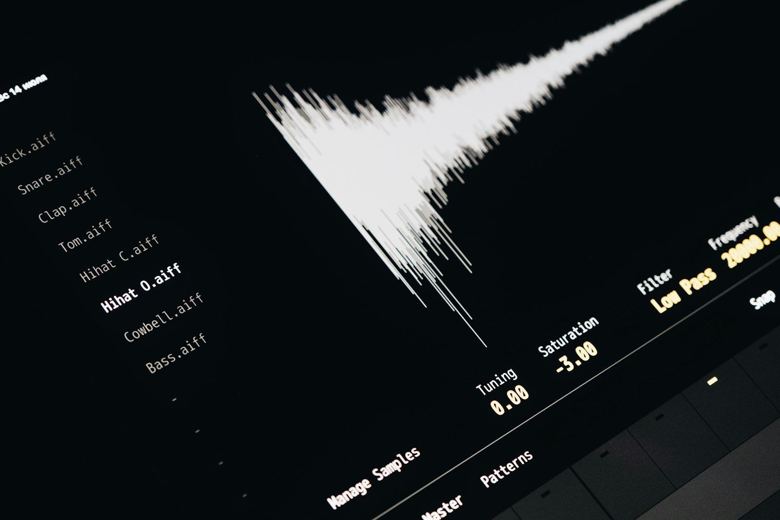 Audio waveform displayed on a computer screen